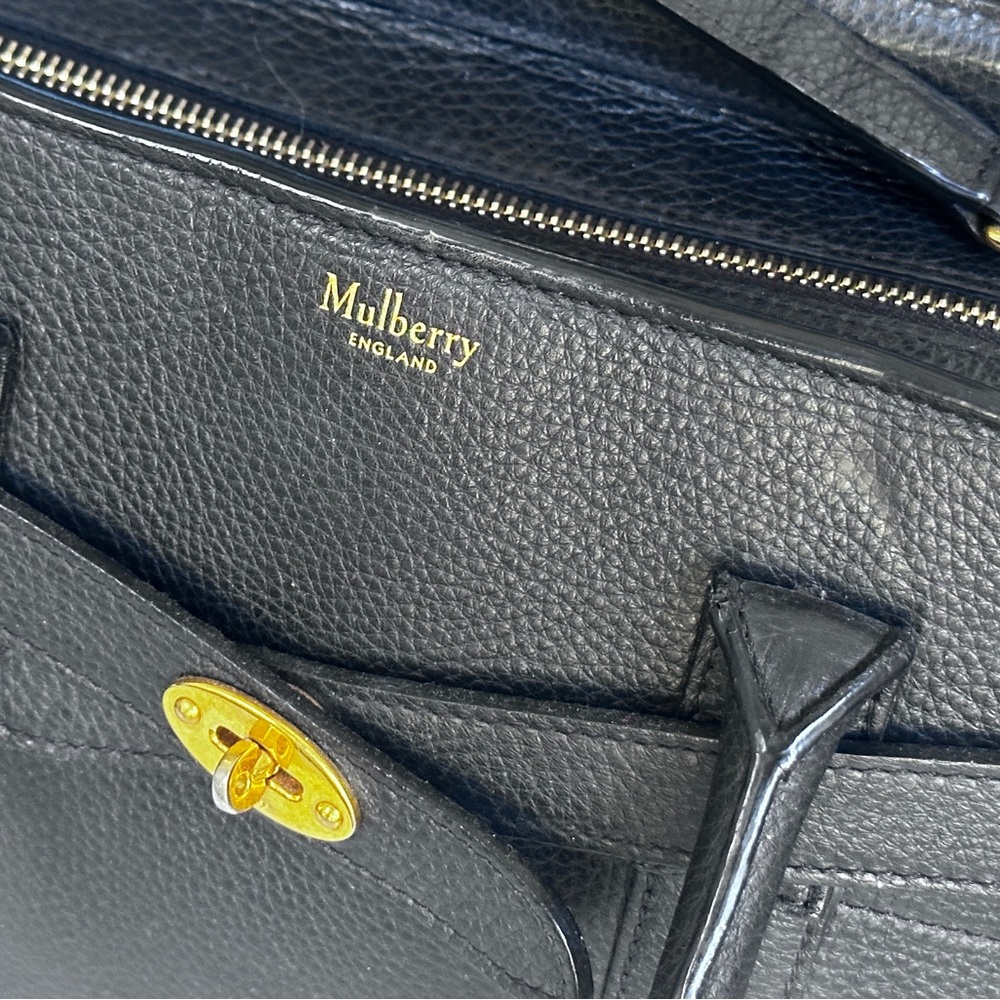 Mulberry Black Pebbled Leather Tote with Gold Hardware - Picture 4 of 12